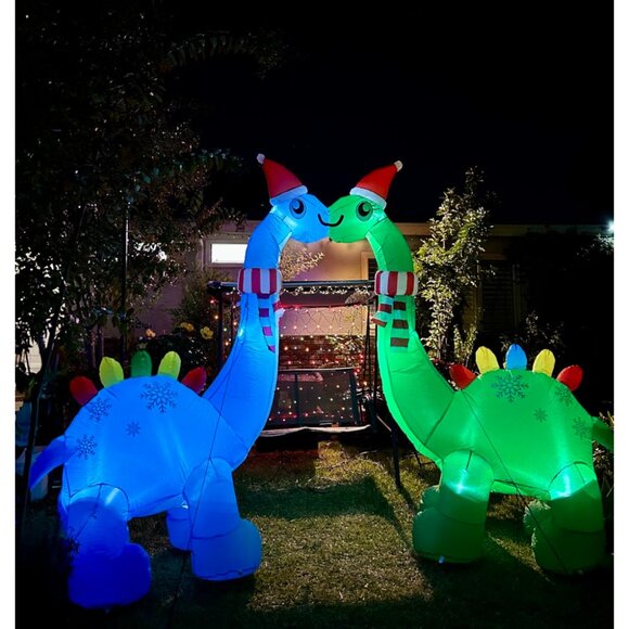 🆕12FT Christmas Inflatable Double Dinosaur Built-in LED Yard Outdoor Decoration - Picture 8 of 8